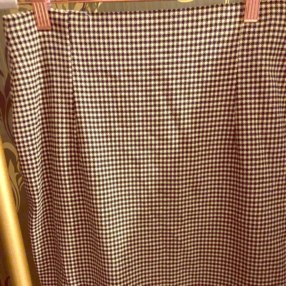 Black and White Checkered Wool Skirt